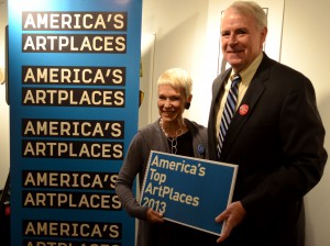 Carol Coletta of ArtPlace and Mayor Tom Barrett recognize the Third Ward as one of America’s Top ArtPlaces 2013.