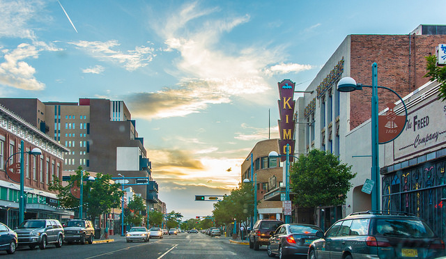 A street view of Central Avenue in Albuquerque's Arts & Cultural District. Photo credit: Kent Kanouse (Flickr user: KentKanouse)