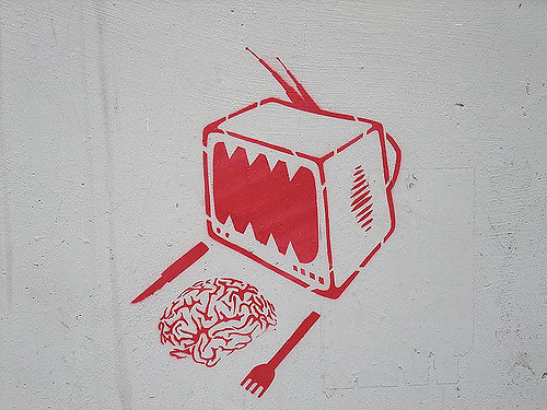 TV and your brain: Turin street art - photo by flickr user mermaid