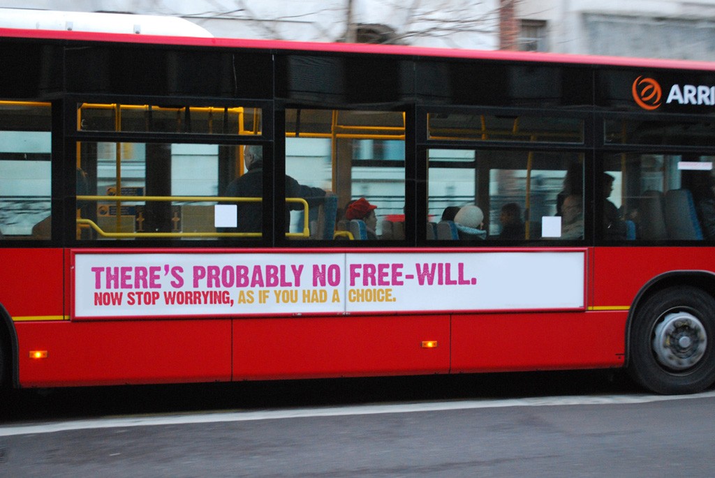 The no free-will bus campaign - photo by flickr user Travis Morgan