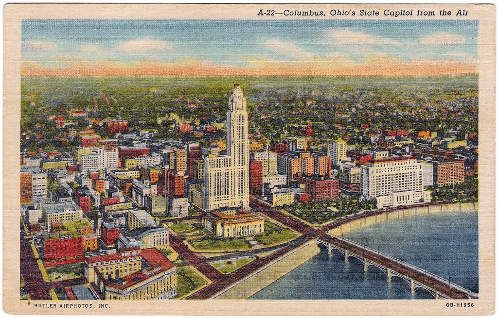 Columbus, Ohio's State Capitol from the Air (1957)